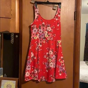 Red flowery sundress, size 14.